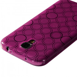 Housse Coque Style Cercle Rose Translucide pour Samsung Galaxy S4 + Chargeur Auto 
