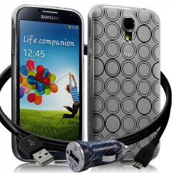 Housse Coque Style Cercle Translucide pour Samsung Galaxy S4 + Chargeur Auto 