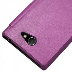 Housse Etui à rabat latéral et porte-carte pour Sony Xperia M2 couleur Noir + Film de Protection