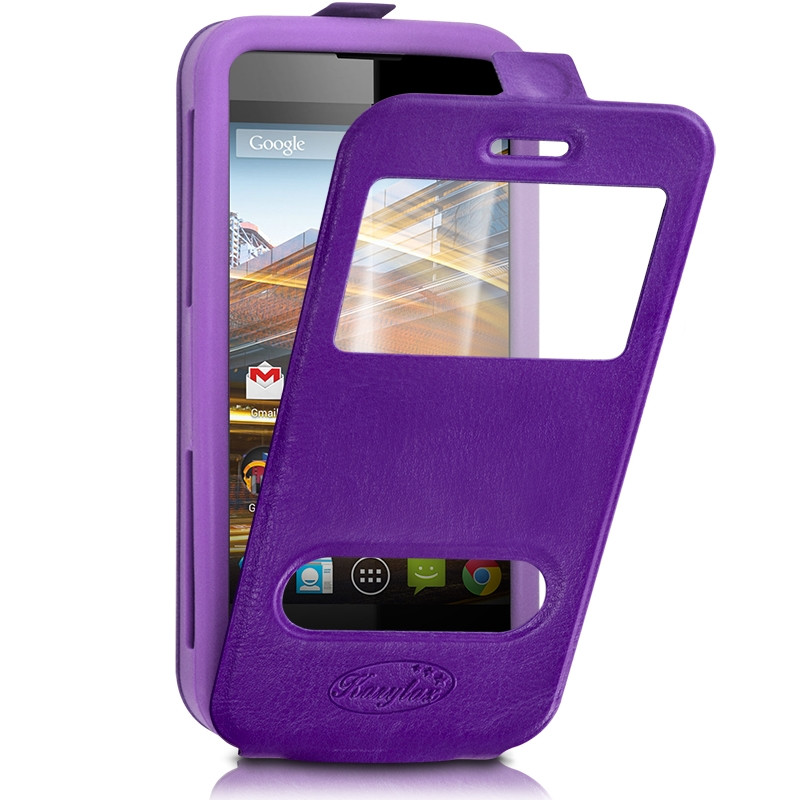 Etui Coque Silicone S-View Couleur violet Universel XL pour Lenovo S860