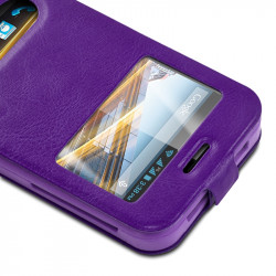 Etui Coque Silicone S-View Couleur violet Universel XL pour Lenovo S860