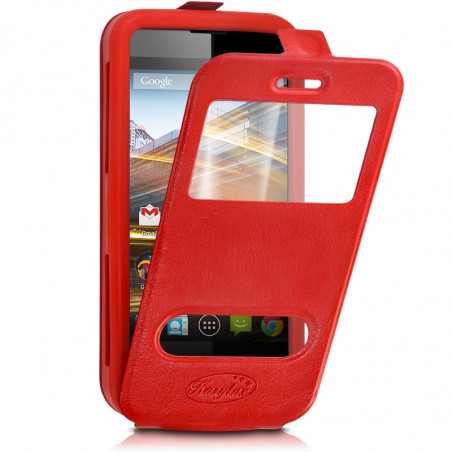 Etui Coque Silicone S-View Couleur rouge Universel XL pour Lenovo S860