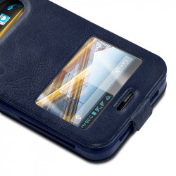 Etui Coque Silicone S-View Couleur bleu Universel XL pour Meizu MX4 Pro