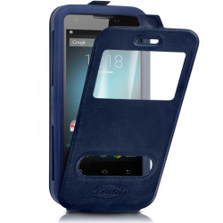 Etui Coque Silicone S-View Couleur bleu Universel XL pour Meizu MX4 Pro