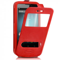 Etui Coque Silicone S-View Couleur rouge Universel XL pour Meizu MX4 Pro