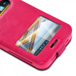 Etui Coque Silicone S-View Couleur rose fushia Universel XL pour Meizu MX4 Pro