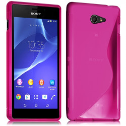 Coque S-Line couleur Rose Fushia pour Sony Xperia M2 Dual + Film de Protection 