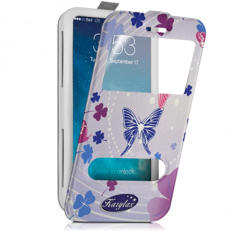 Etui Coque Silicone S-View Motif HF13 Universel XS pour Samsung Galaxy Trend 2 Lite