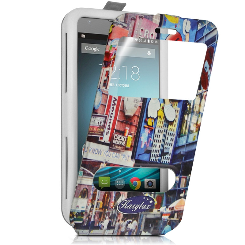 Etui Coque Silicone S-View Motif Universel M pour Logicom S450