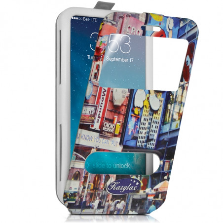 Etui Coque Silicone S-View Motif Universel L pour Alcatel One Touch Pop S7