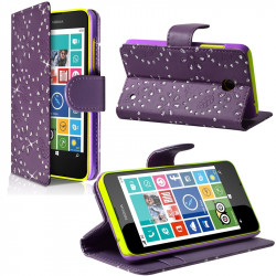Etui Portefeuille mode Support Style Diamant Violet pour Nokia Lumia 630