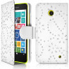 Etui Portefeuille mode Support Style Diamant Blanc pour Nokia Lumia 630