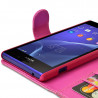 Etui Portefeuille mode Support Style Diamant Rose pour Sony Xperia M2 Dual