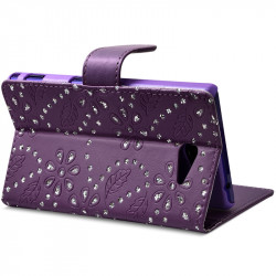 Etui Portefeuille mode Support Style Diamant Violet pour Sony Xperia M2 Dual