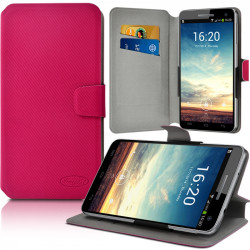 Housse Etui Porte-Carte Support Universel M Couleur Rose Fushia pour Meizu MX4 Pro