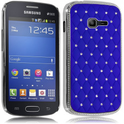 Housse Etui Coque rigide style Diamant couleur Bleu pour Samsung Galaxy Trend Lite + Film de Protection 