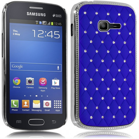 Housse Etui Coque rigide style Diamant couleur Bleu pour Samsung Galaxy Trend Lite + Film de Protection 