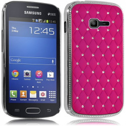 Housse Etui Coque rigide style Diamant couleur Rose Fushia pour Samsung Galaxy Trend Lite + Film de Protection 