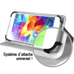 Housse Coque Etui Fonction Support 360° Universel S couleur Blanc pour Samsung Galaxy Trend 2 Lite