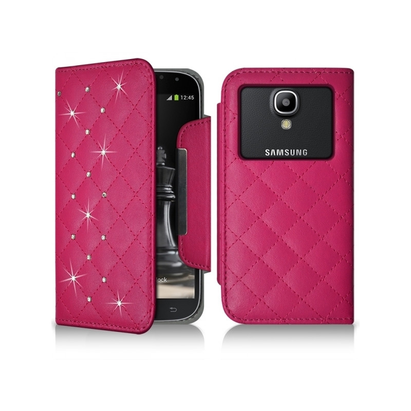 Etui Portefeuille Diamant Universel S couleur rose fushia pour Samsung Galaxy Trend 2 Lite