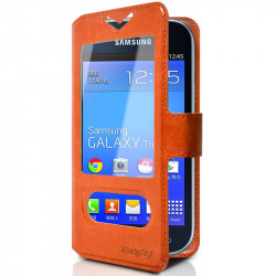 Housse Coque Etui S-view Universel S Couleur Orange pour Samsung Galaxy Trend 2 Lite