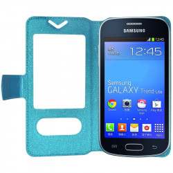 Housse Coque Etui S-view Universel S Couleur Bleu Clair pour Samsung Galaxy Trend 2 Lite