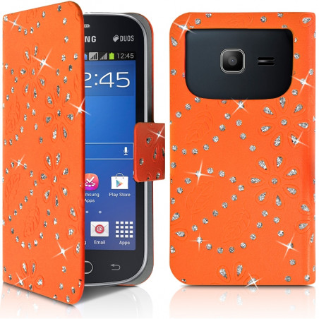 Etui Portefeuille Diamant Universel S couleur orange pour Samsung Galaxy Trend 2 Lite
