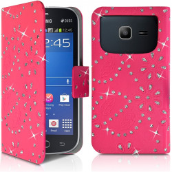 Etui Portefeuille Diamant Universel S couleur rose fushia pour Samsung Galaxy Trend 2 Lite