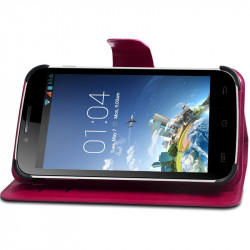 Housse Etui Support 360° Universel S couleur Rose Fushia pour Nokia Lumia 530