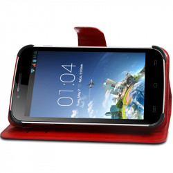 Housse Etui Support 360° Universel S couleur Rouge pour Lenovo A319