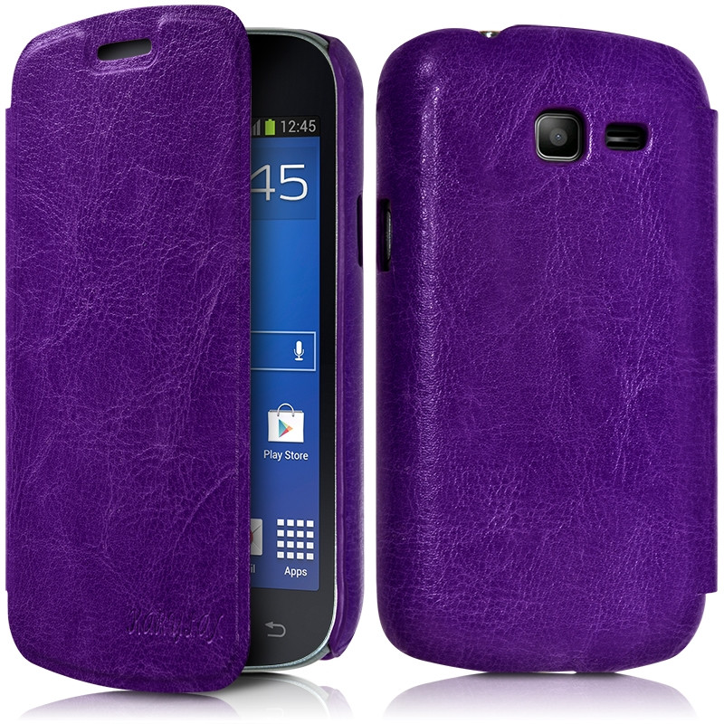 Etui à rabat latéral Violet pour Samsung Galaxy Trend Lite + Film de protection