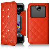 Etui Portefeuille Style Diamant Universel M orange pour Polaroid Ruby ProV463 