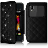 Etui Portefeuille Style Diamant Universel S noir pour Wiko Sunset