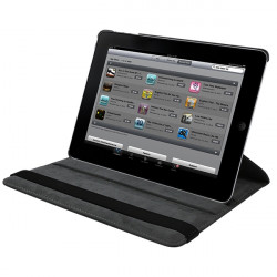 Housse Coque Etui Anneau style Chrome pour tablette Apple iPad 2, 3, 4 et Retina avec Rotation à 360 degrés couleur Noir