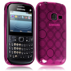 Housse Coque Style Cercle Samsung Chat 357 S3570 Couleur Rose Fushia Translucide