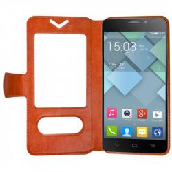 Housse Coque Etui S-view Universel XL Couleur Orange 