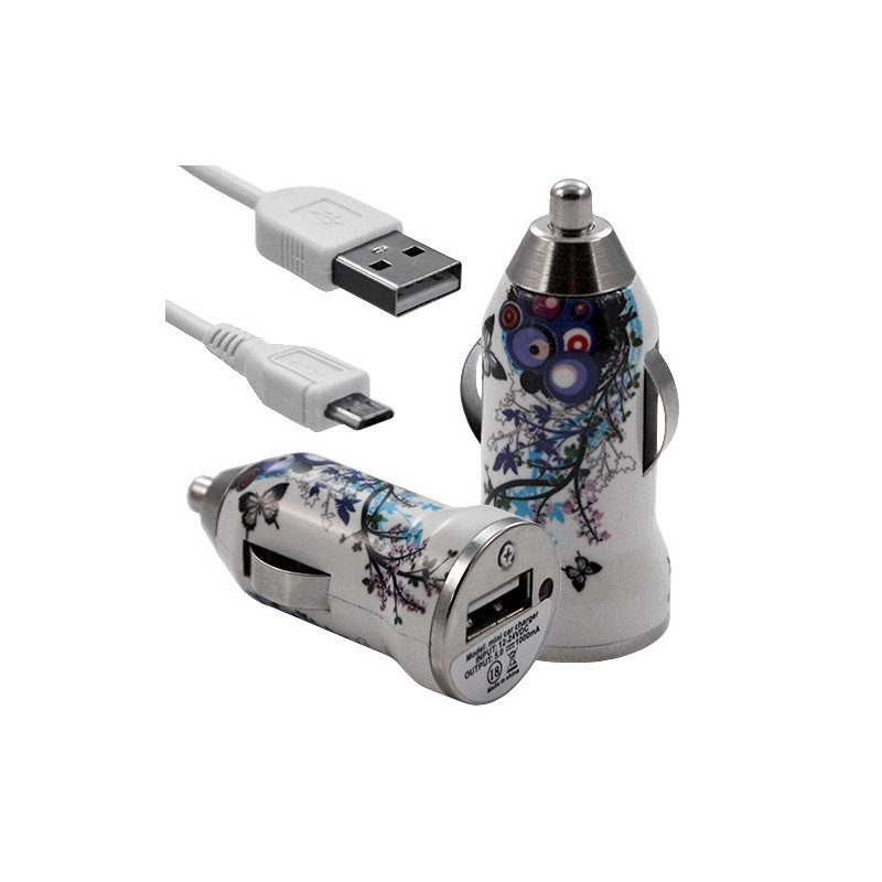 Chargeur voiture allume cigare USB motif hf01 pour Acer Liquid E700