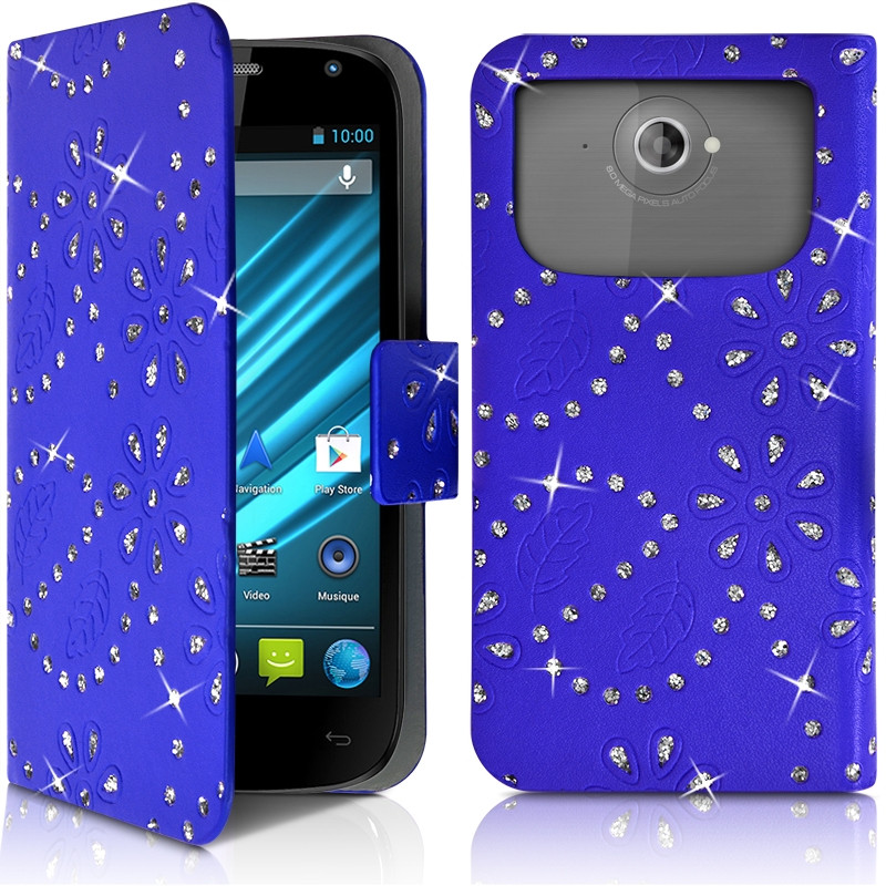 Etui Portefeuille Motif Diamant Universel M couleur bleu pour Logicom S450