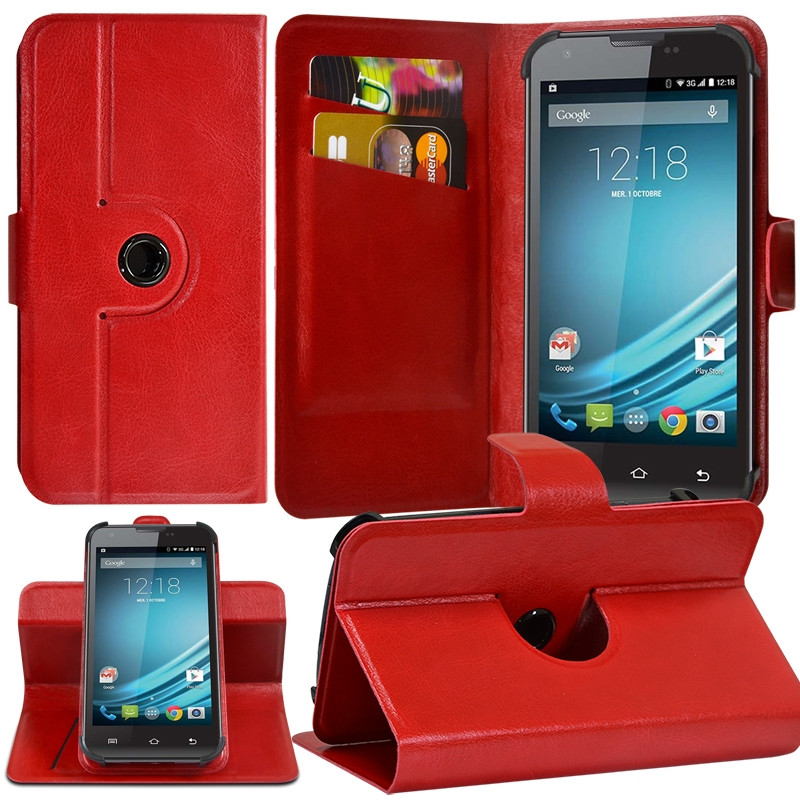 Etui Fonction Support 360° Universel L Rouge pour Logicom L-Ement 500