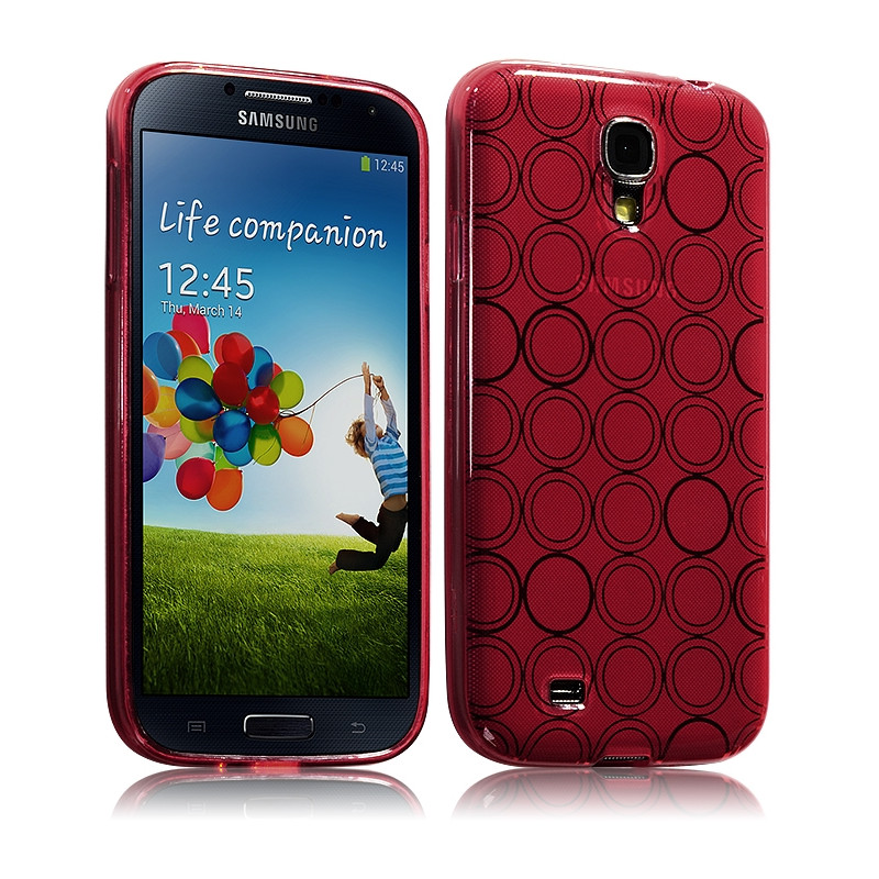 Housse Coque Style Cercle pour Samsung Galaxy S4 Couleur Rouge Translucide