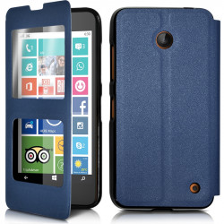 Housse Coque Etui S-View Fonction Support Couleur Bleu pour Nokia Lumia 635