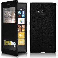Housse Coque Etui S-View Fonction Support Couleur Noir pour Nokia Lumia 635