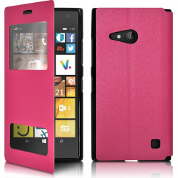 Housse Coque Etui S-View Fonction Support Couleur Rose Fushia pour Nokia Lumia 735