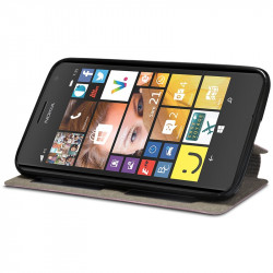 Housse Coque Etui S-View Fonction Support Couleur Rose pour Nokia Lumia 735