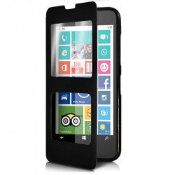 Housse Coque Etui S-View Fonction Support Couleur Noir pour Nokia Lumia 635