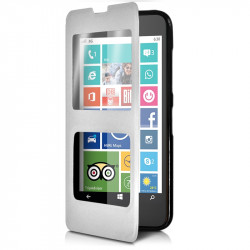 Housse Coque Etui S-View Fonction Support Couleur Blanc pour Nokia Lumia 635