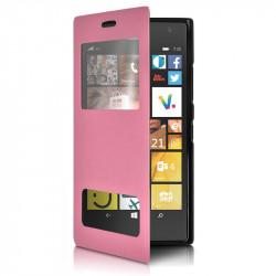 Housse Coque Etui S-View Fonction Support Couleur Rose pour Nokia Lumia 735