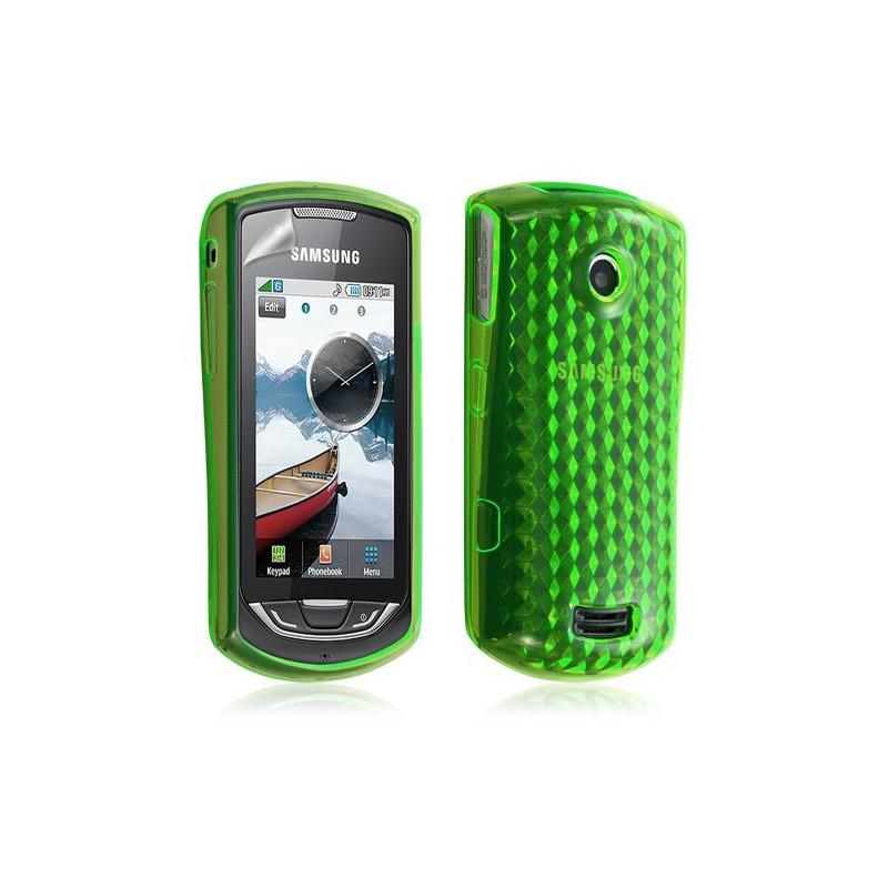 Housse coque gel pour samsung S5620/S5628 Player Star 2 couleur vert motif diamant + film