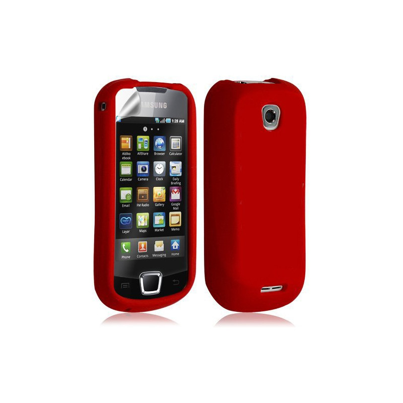 Housse étui coque silicone pour Samsung Galaxy Teos i5800 couleur rouge + film