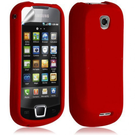 Housse étui coque silicone pour Samsung Galaxy Teos i5800 couleur rouge + film